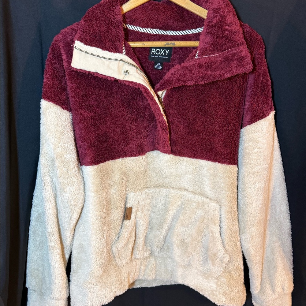 Roxy Maroon and Cream Fleece Pullover